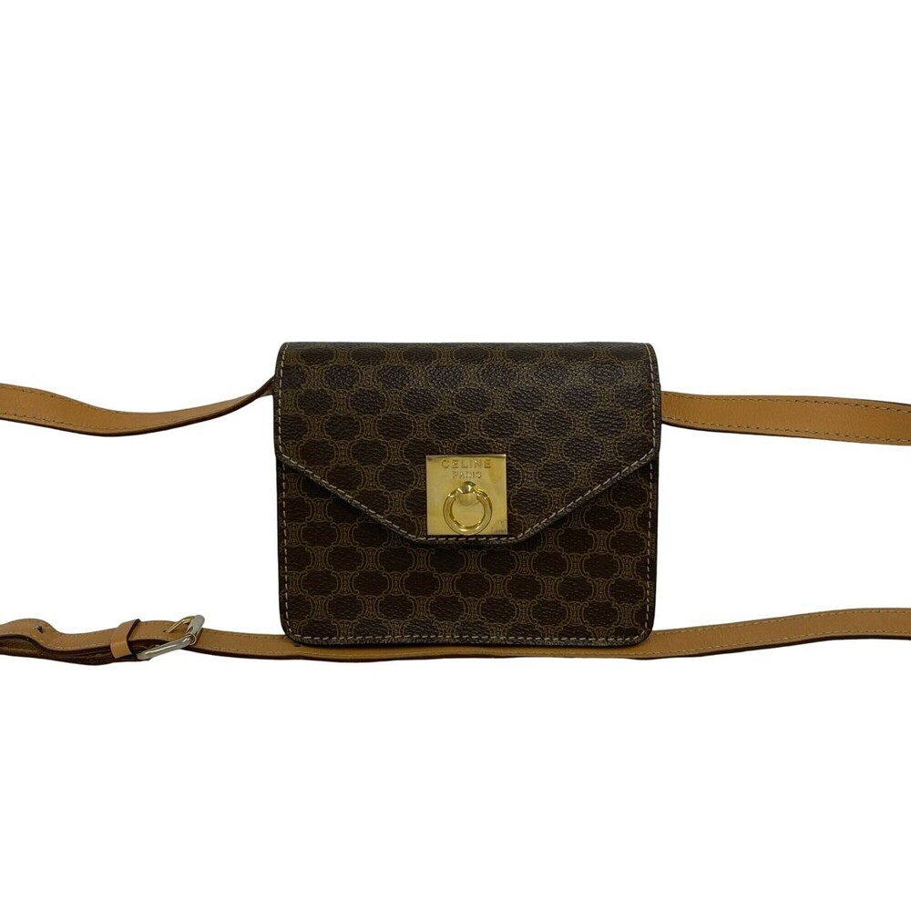 CELINE Vintage Macadam Blazon Pattern Leather Mini Shoulder Bag/Pochette with...